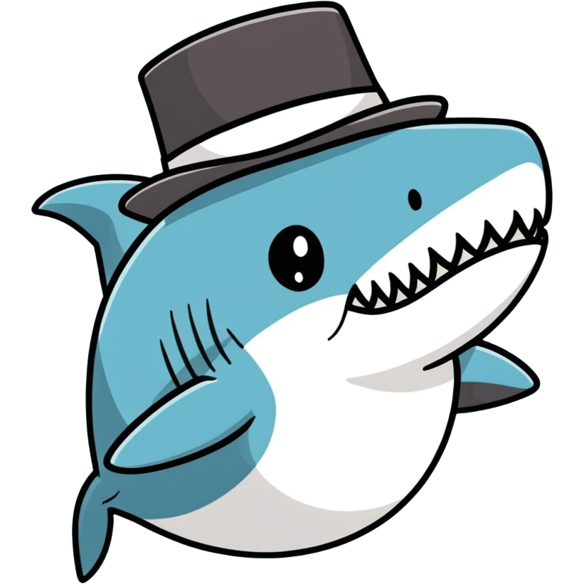 Shark with a top hat emoji