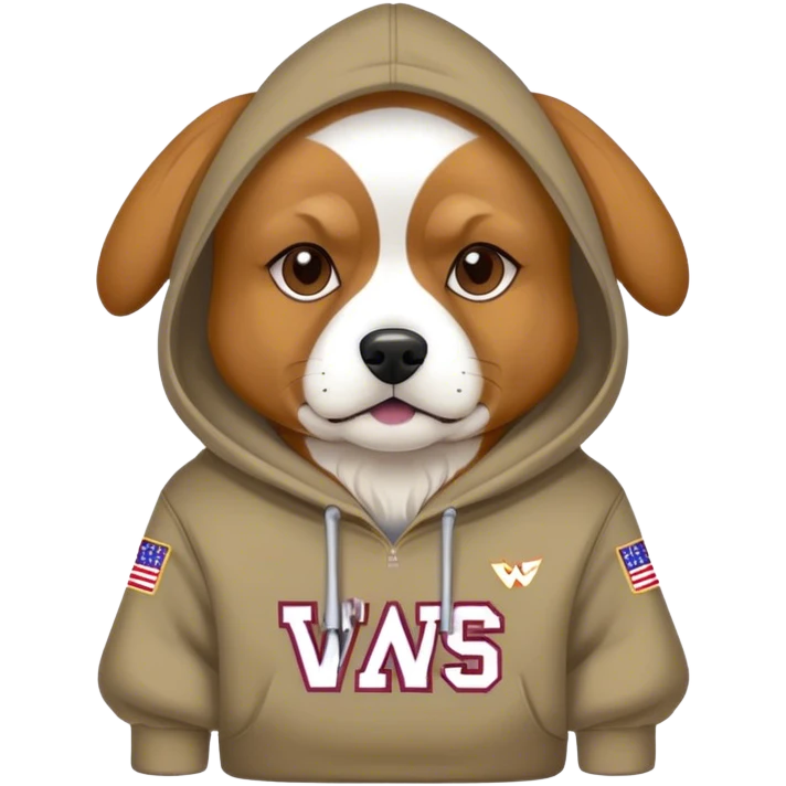 Dog wearing Washington Commander hoodie emoji