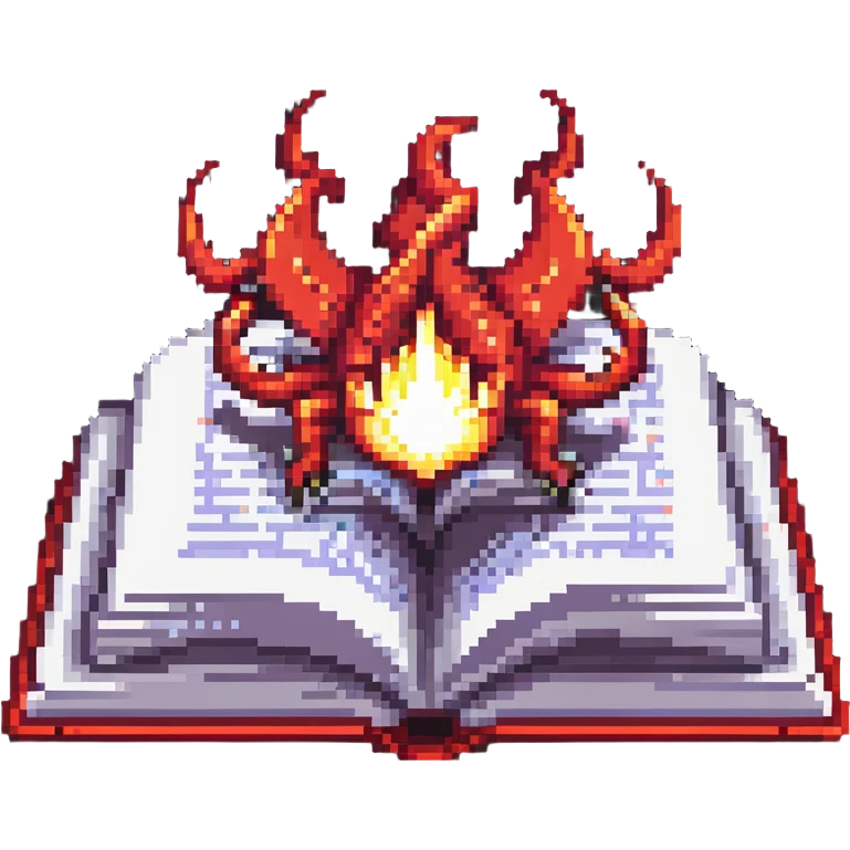 red cursed book with an open page and a bright magical aura emoji