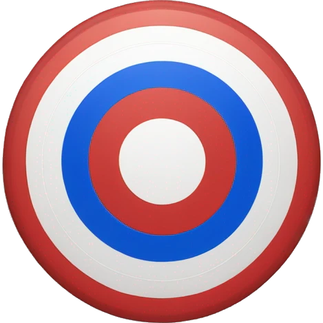 Tricolor cockade round circle with three layers, blue in the middle then white and red on outside emoji