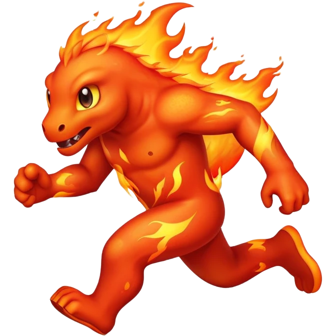 a fast lava creature without arms running and being hot emoji