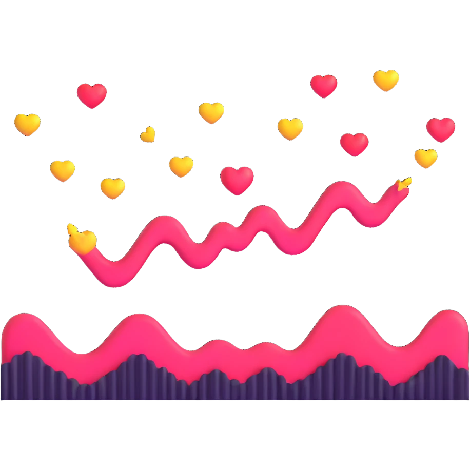 adorable sound wave character with love hearts falling in love with beautiful music emoji