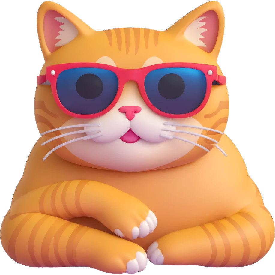 cat lounging with sunglasses, weekend vibes emoji