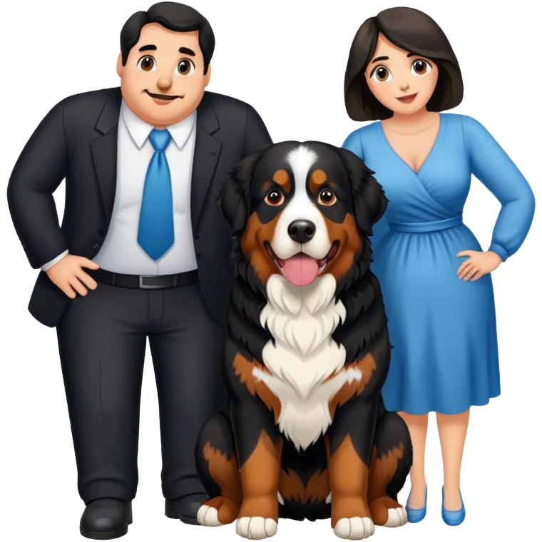 Bernese mountain dog with husband and wife emoji