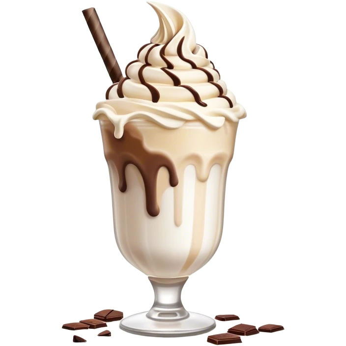 Cinematic Realistic Milkshake Drink Emoji, depicted as a thick, creamy milkshake with a swirl of whipped cream rendered with rich textures and inviting, nostalgic lighting. emoji