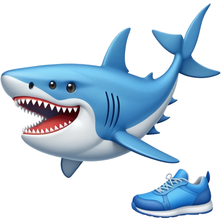 Un tiburón con zapatillas azules emoji