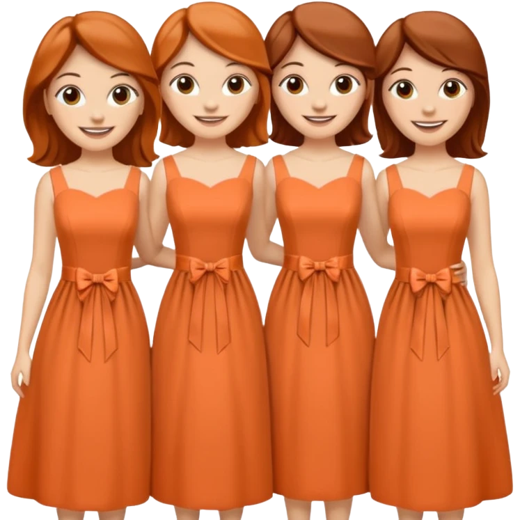 5 bridesmaids in auburn colored dresses emoji