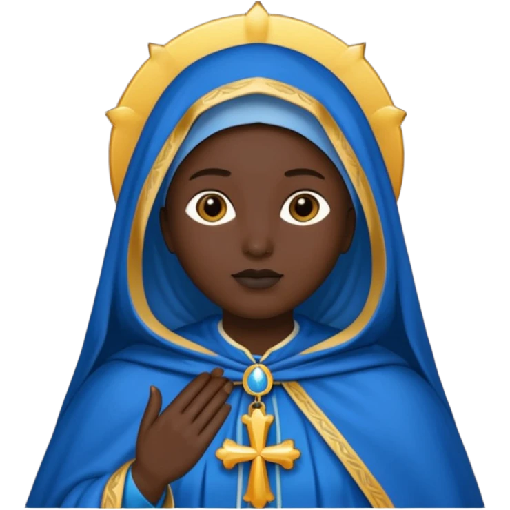 Emoji de nossa senhora Aparecida com manto azul e com a pele preta emoji