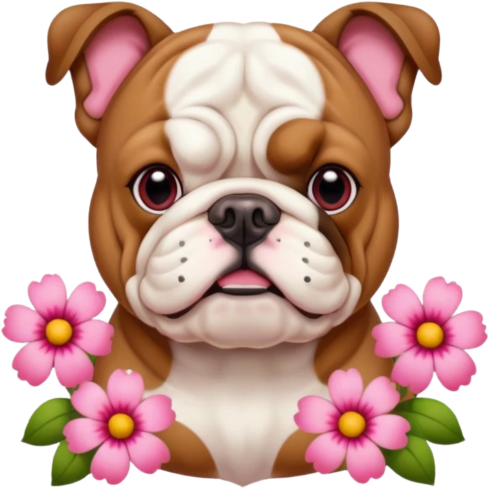 Bulldog with flowers  emoji