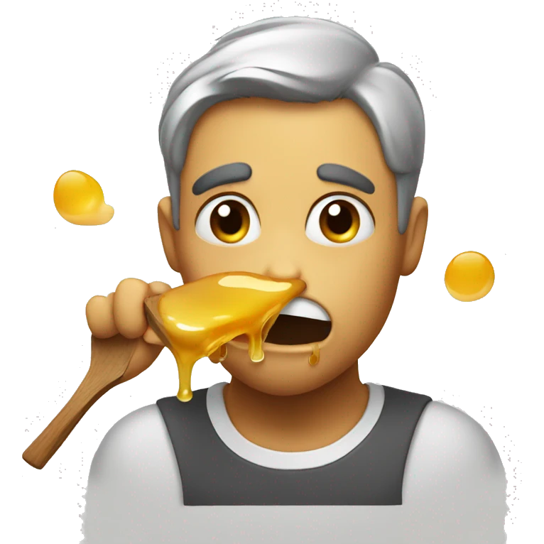 Hangry face eating honey emoji