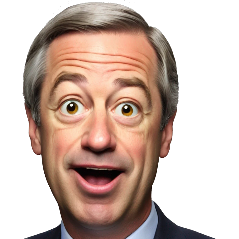 Nigel Farage side profile open mouth emoji