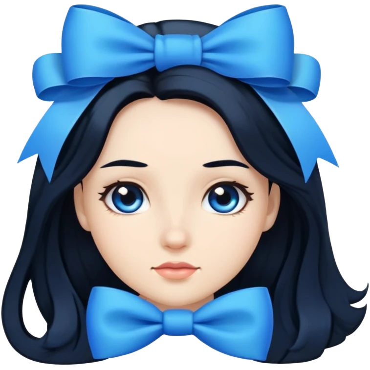 woman with a blue bow on her head and long black hair emoji