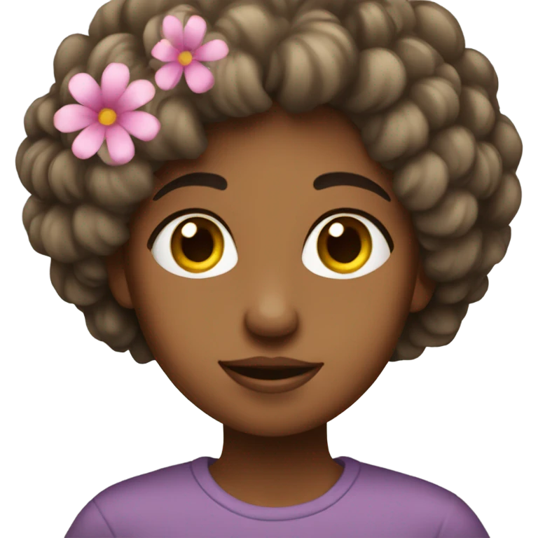 Brown hairs girl with a flower emoji