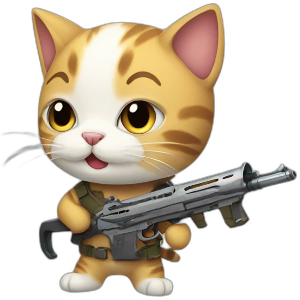 A cute cat holding a weapon emoji