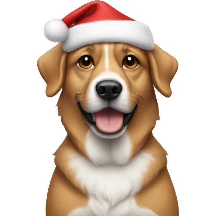 dog wearing Christmas hat emoji