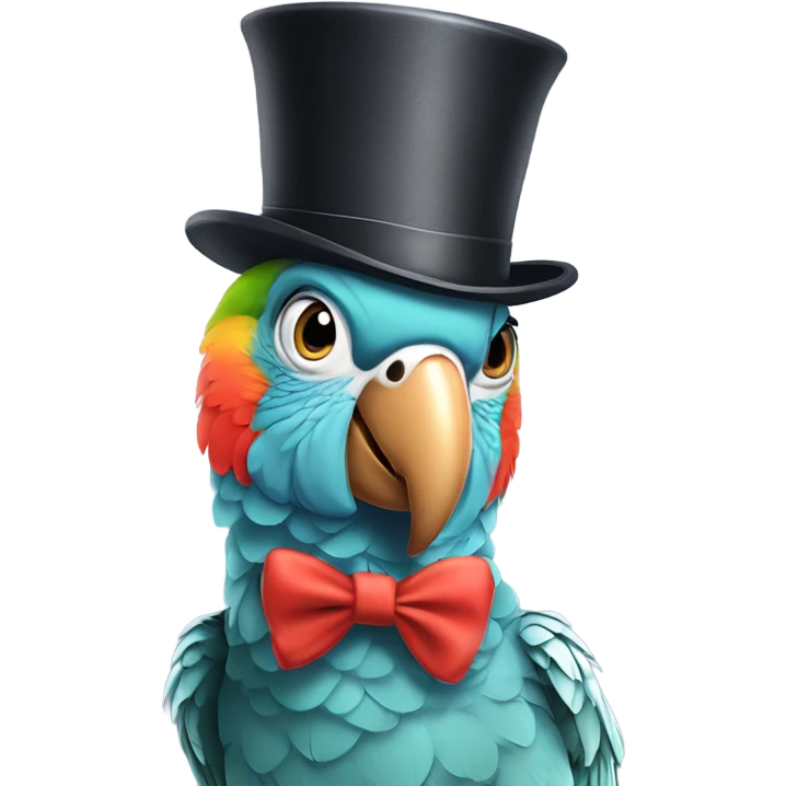 Parrot wearing top hat ￼ emoji