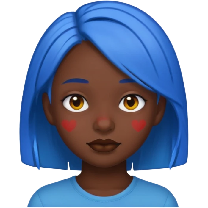 blue hair girl dark skin, old emoji apple style art emoji