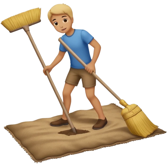 Lifting up a rug and sweeping  stuff under to hide things emoji
