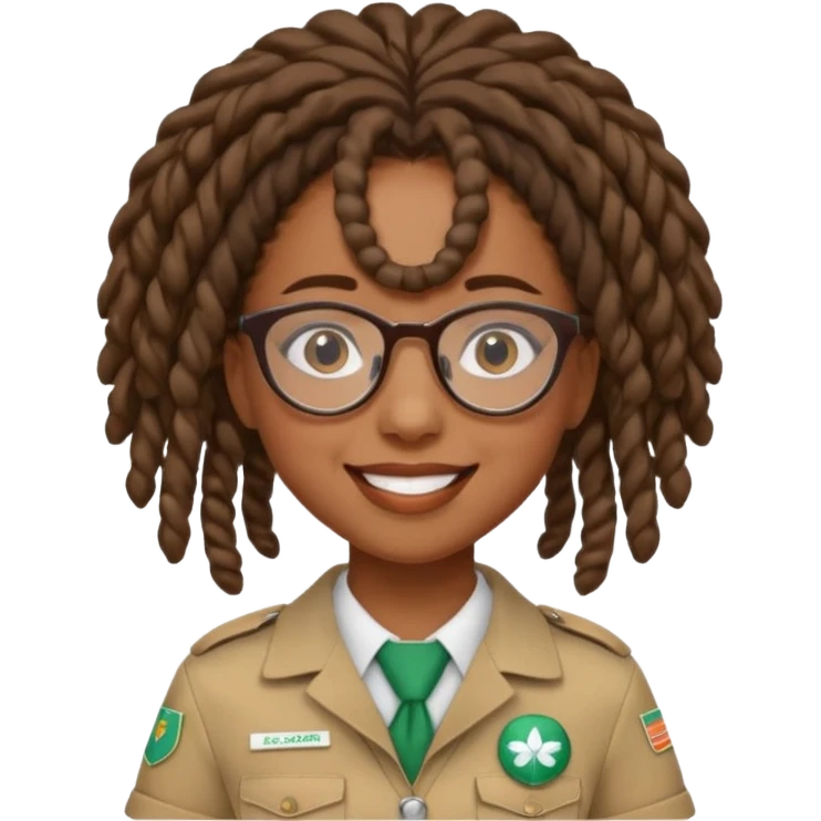 African American Girl Scout with glasses and locs emoji