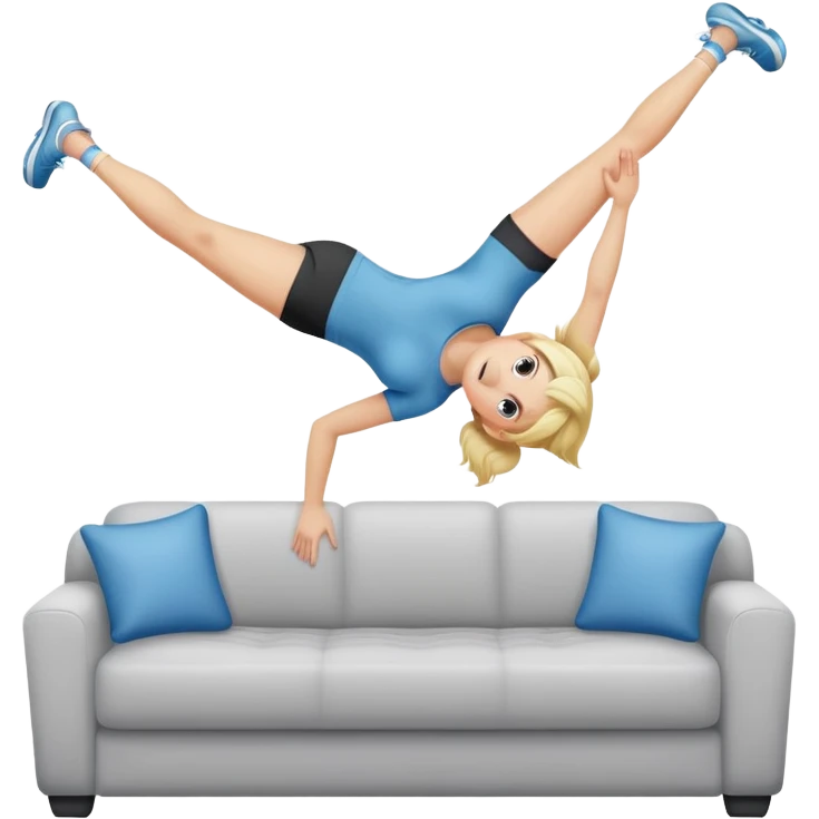 Cute blond in athletic clothes lifting a couch above her head emoji