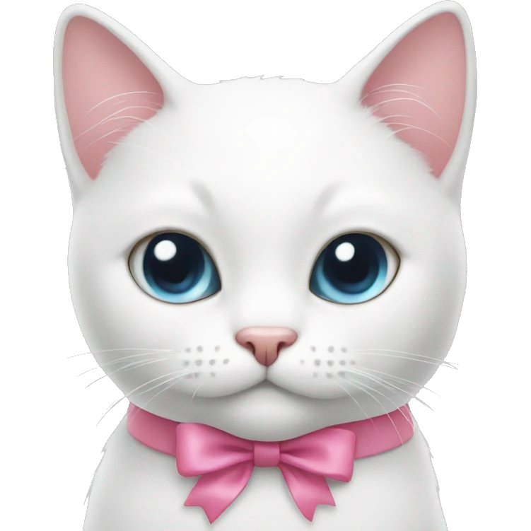 white cat with pink bow emoji