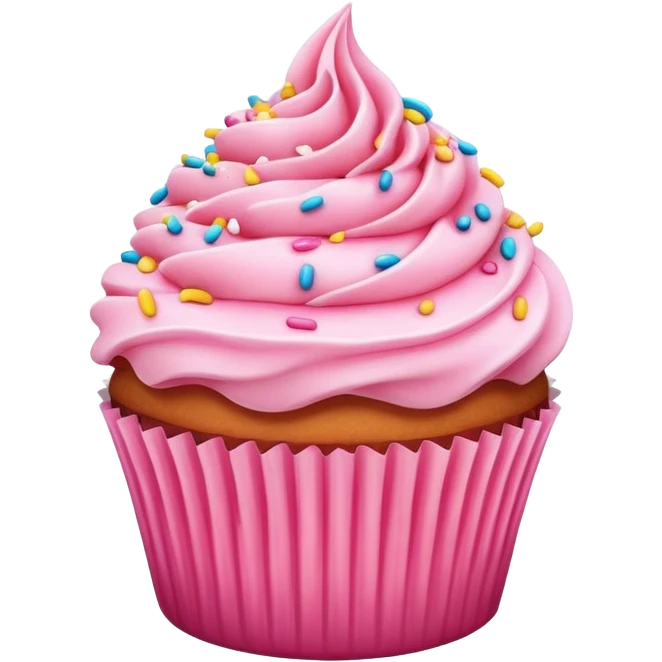 cupcake with pink icing, sprinkles on top emoji