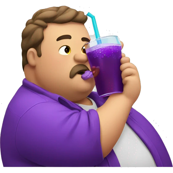 Fat guy sipping a purple drink emoji