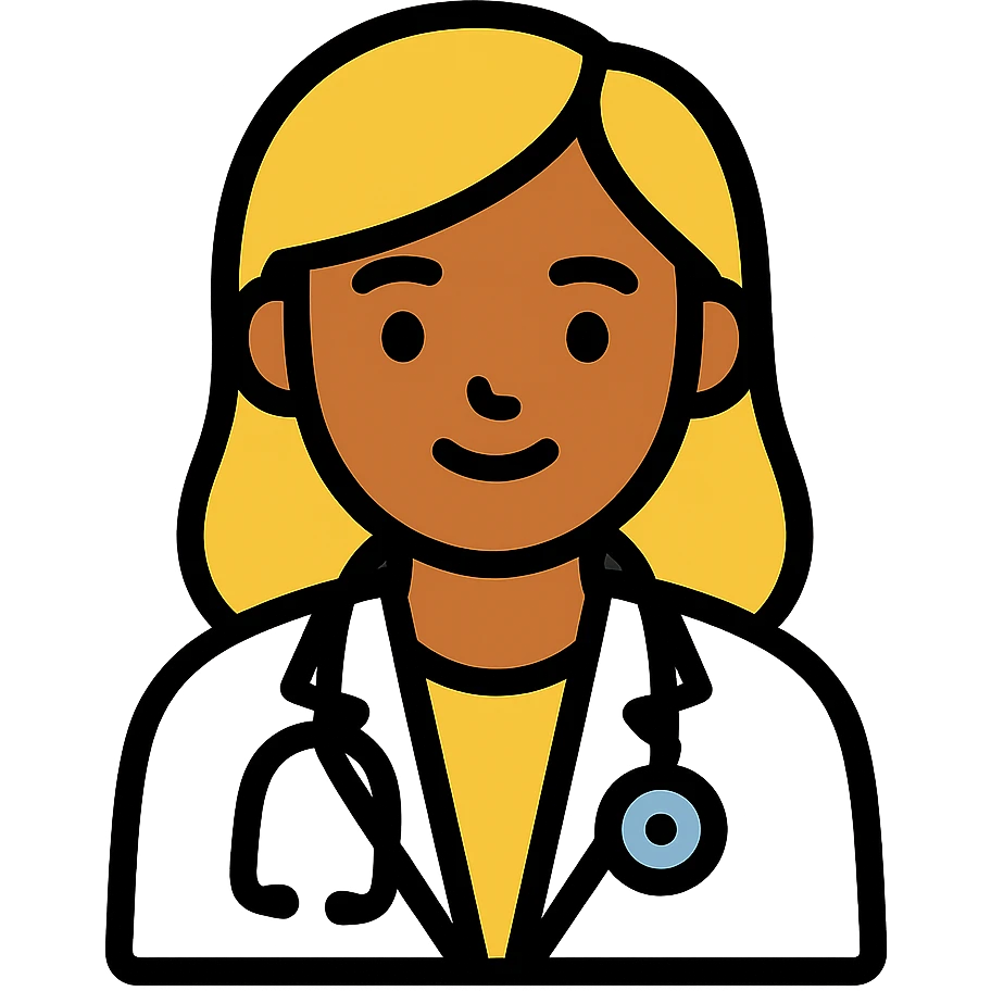 Latina doctor with light blonde hair, professional and friendly emoji