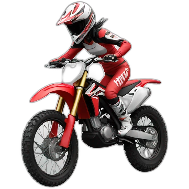 Motocross lady wheelie honda red emoji