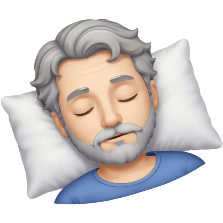 Sleeping man with grey beard and short wavy hair emoji
