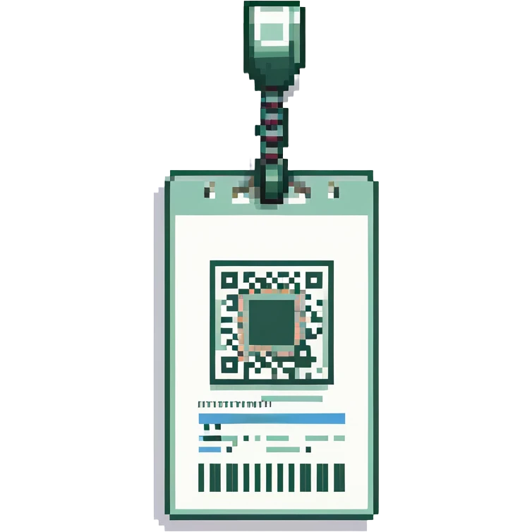 Pixel-style ID card with a microchip or barcode. emoji