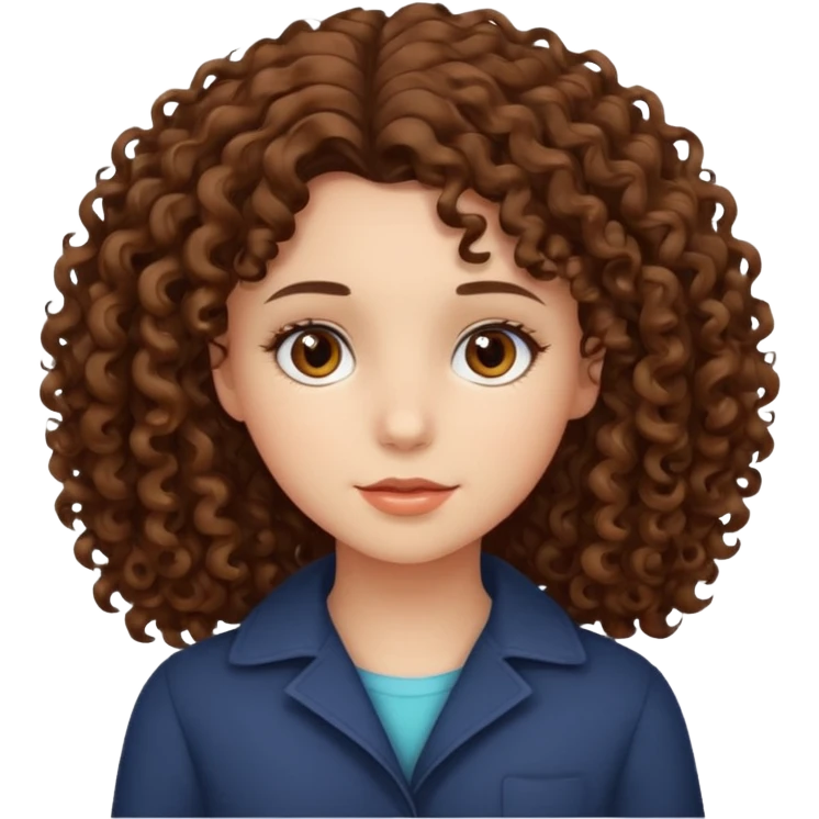 Chica con cabello chino mediano piel blanca ojos cafés  emoji