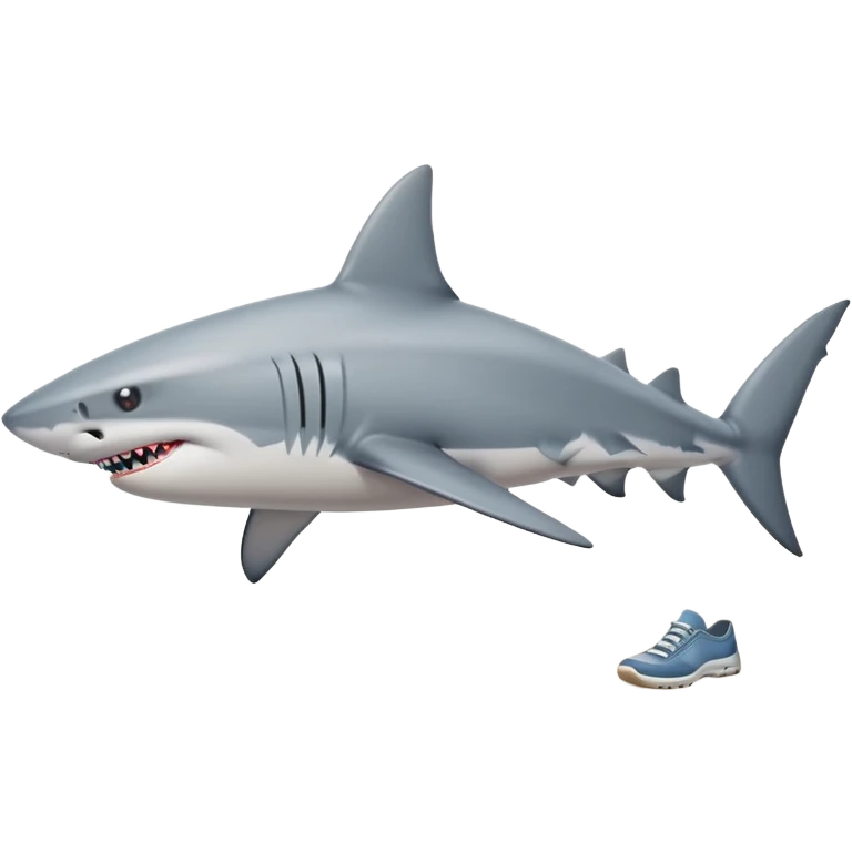 Shark walking on the beach with his shoes on emoji