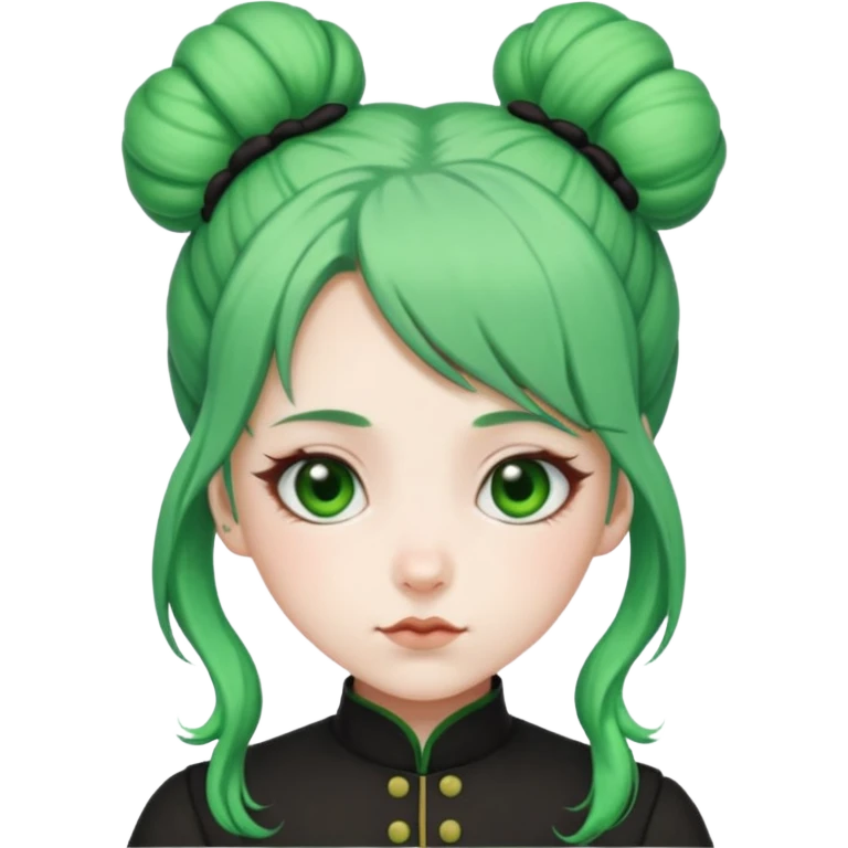 Maomao from Apothecary Diaries emoji with signature green hair buns and curious expression emoji
