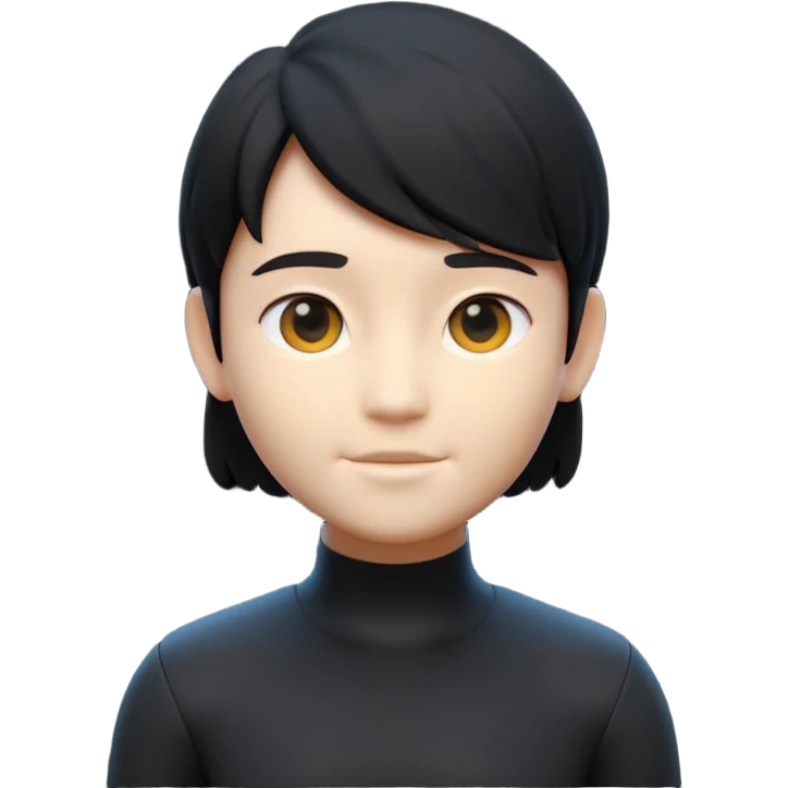 Minimalist 3D avatar, smooth matte plastic texture, soft cinematic lighting. The entire figure is completely black and matte. Remove the eyes and brooches. emoji