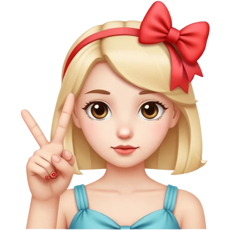 I would like an emoji of a cute girl with a bow on her head and showing the middle finger. emoji