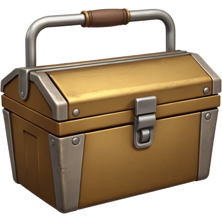 3D ancient Brown golden toolbox filled with files emoji