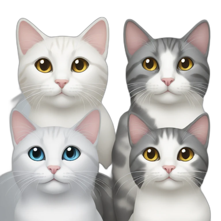 two white and one gray cat 3 cats emoji