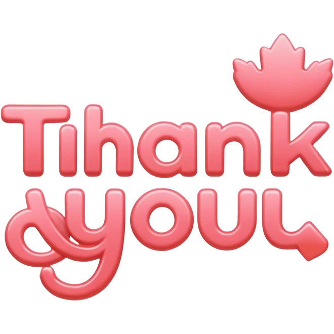 the words thank you in coral pink emoji