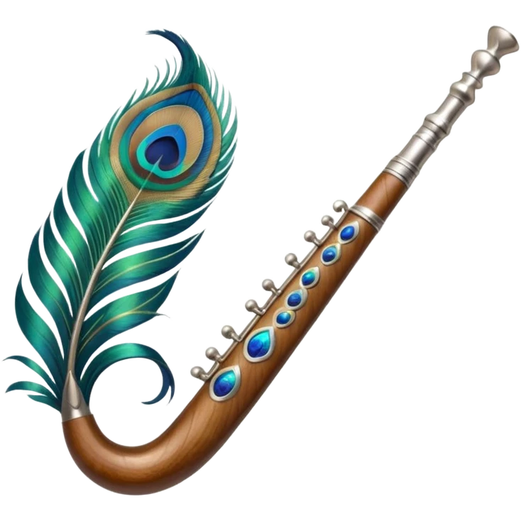 Peacock feather and flute separately emoji