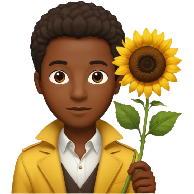 black man god with sunflower, scepter emoji