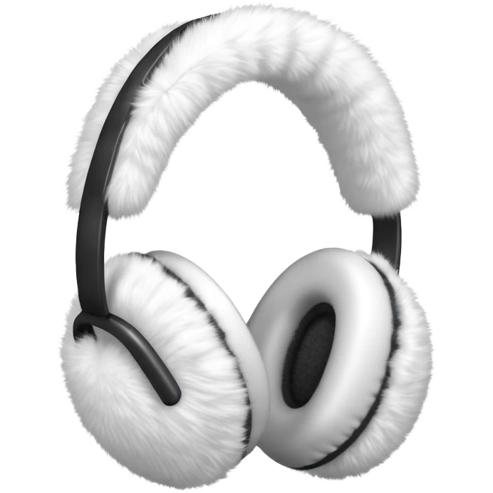 white fuzzy winter ear muffs, fluffy earmuffs, winter accessory emoji