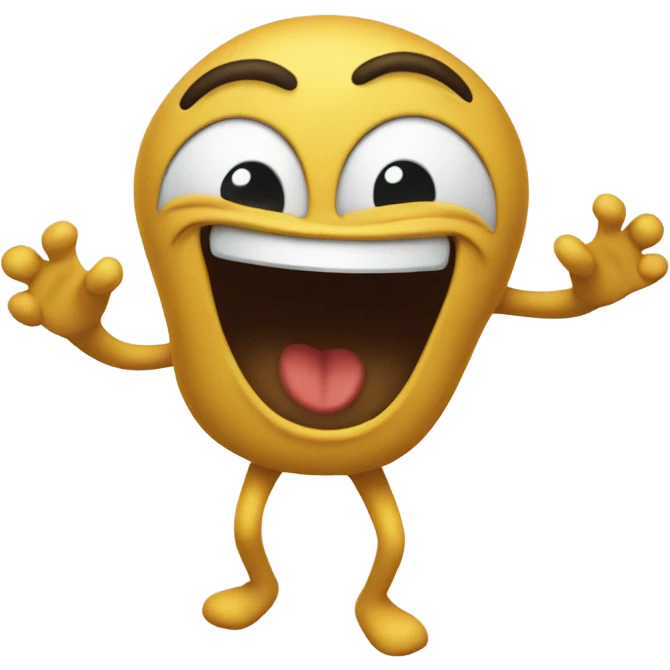 A happy face with legs up emoji