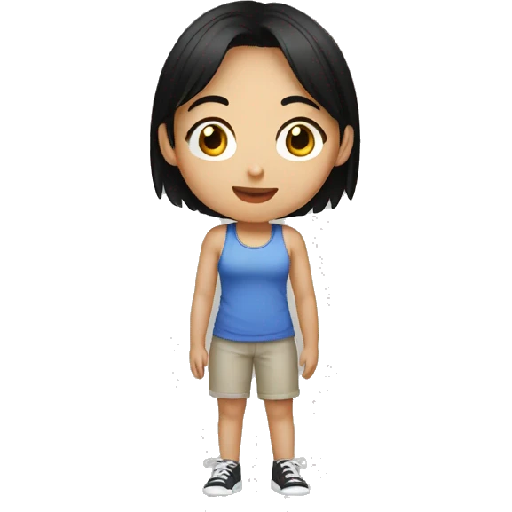 Asian girl black hair in tank top emoji