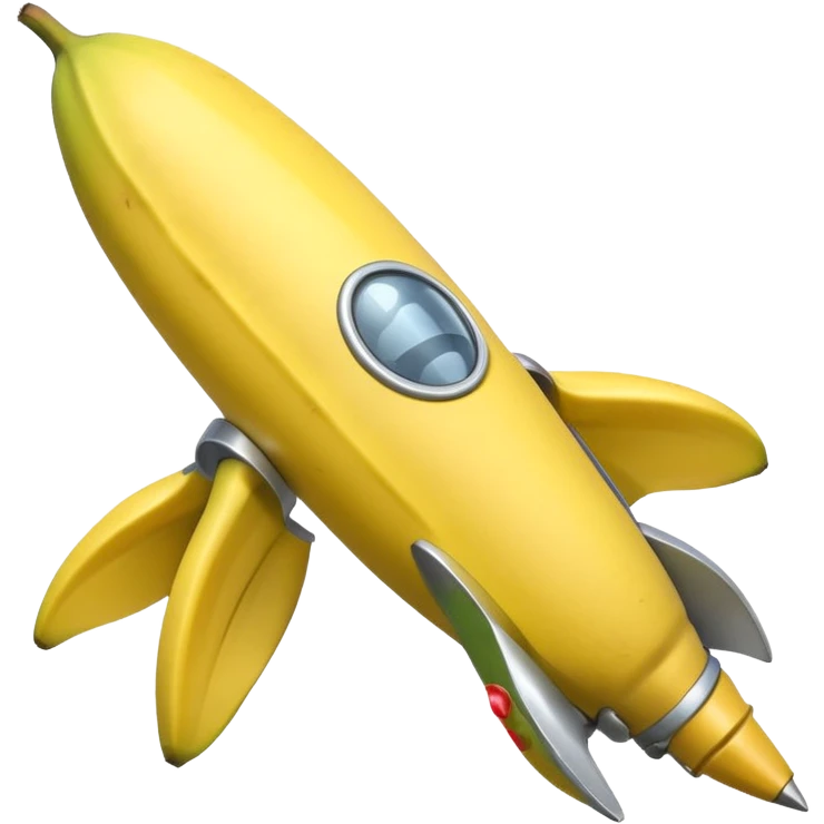a banana holding a small banana while sitting on a rocket emoji