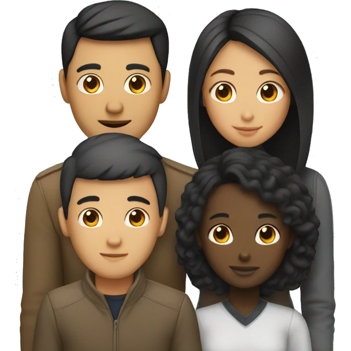 couple with black girl and asian man emoji