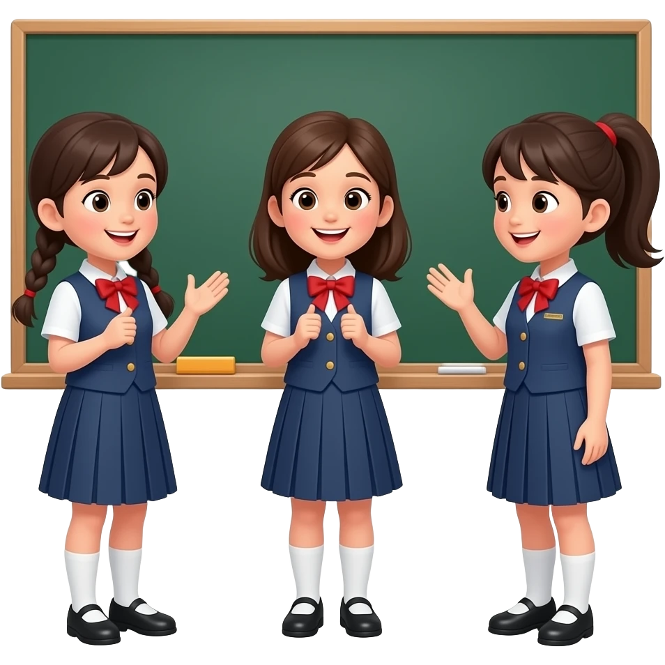 school girls with english conversation emoji