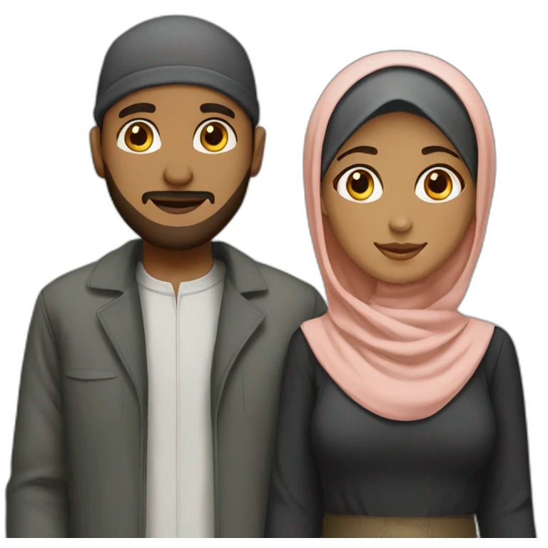 Hijab girl and man couple emoji