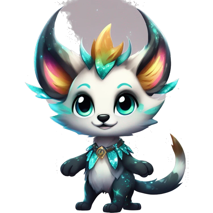 Cool cute Kawaii edgy fantasy animal sparkle fursona Fionbri creature by griffsnuff & LiLaiRa & Falvie full body emoji