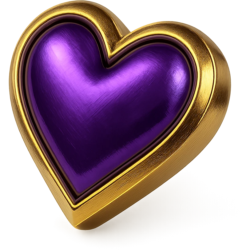 purple heart, metallic, no text emoji